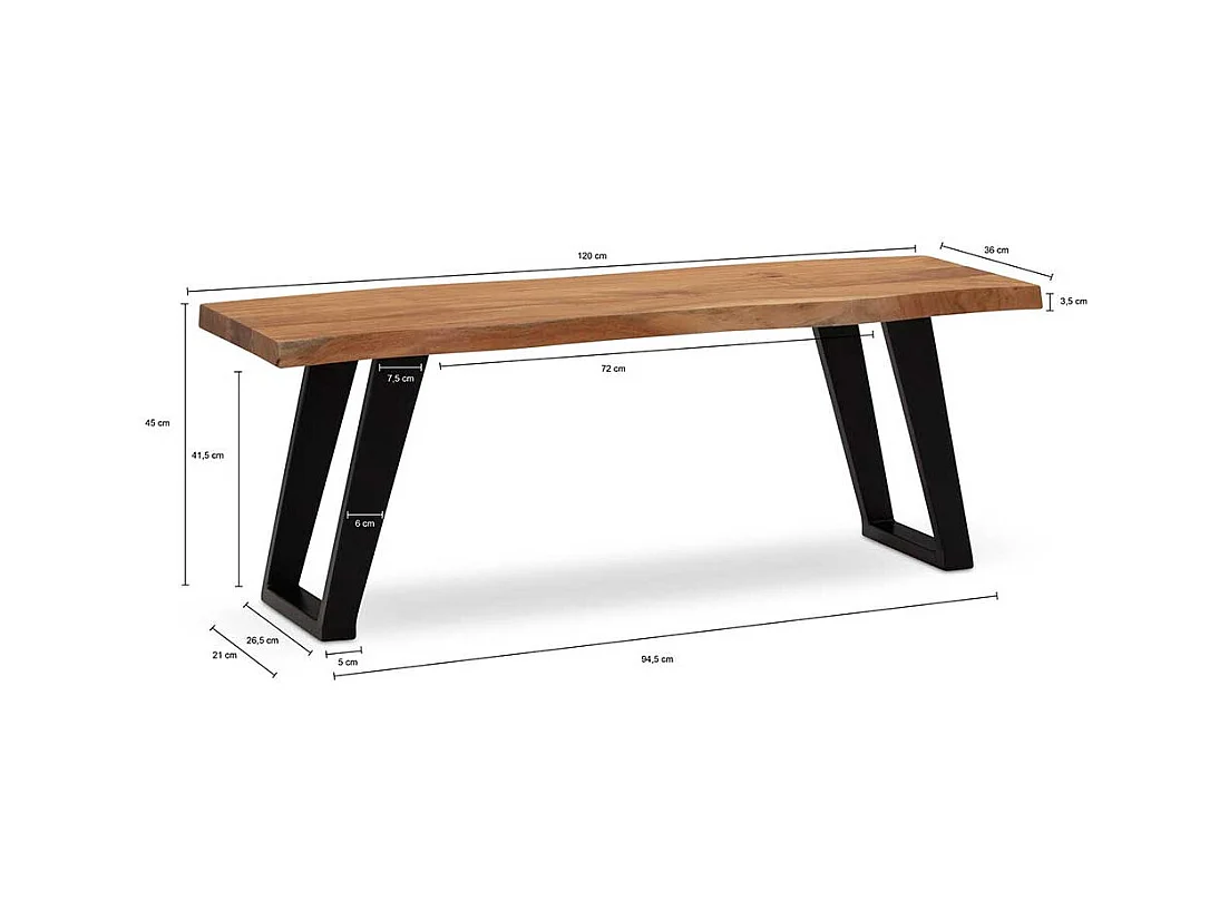 Garderoben Bank Flurbank aus Akazie Massivholz und Metall