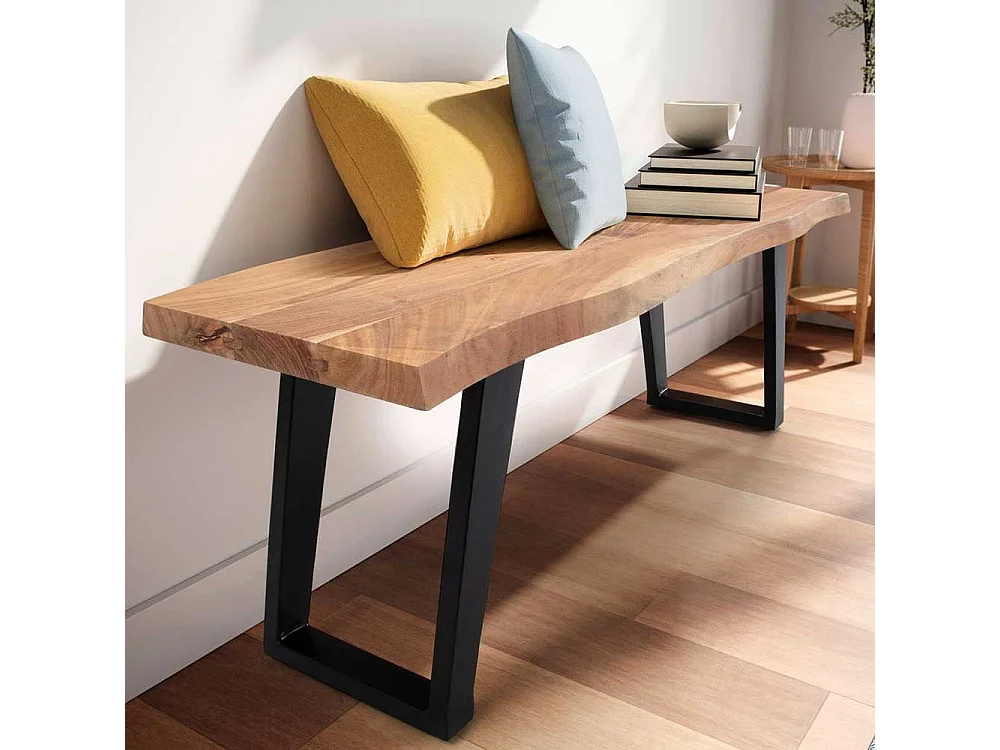 Garderoben Bank Flurbank aus Akazie Massivholz und Metall