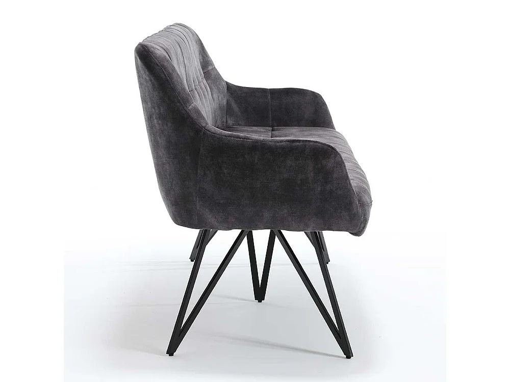 Esszimmersitzbank Velours modern in Anthrazit 180 cm breit
