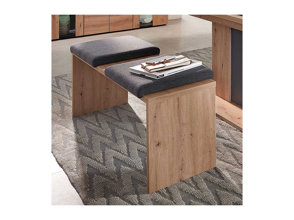 Eßzimmerbank in Wildeichefarben und Dunkelgrau Wangengestell