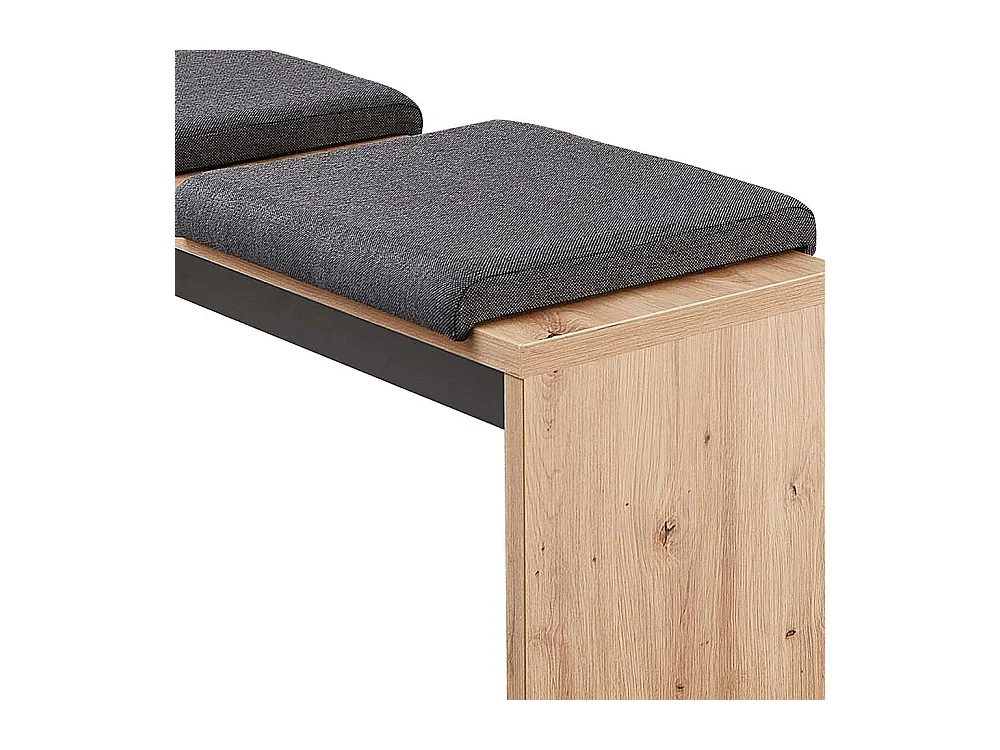 Eßzimmerbank in Wildeichefarben und Dunkelgrau Wangengestell