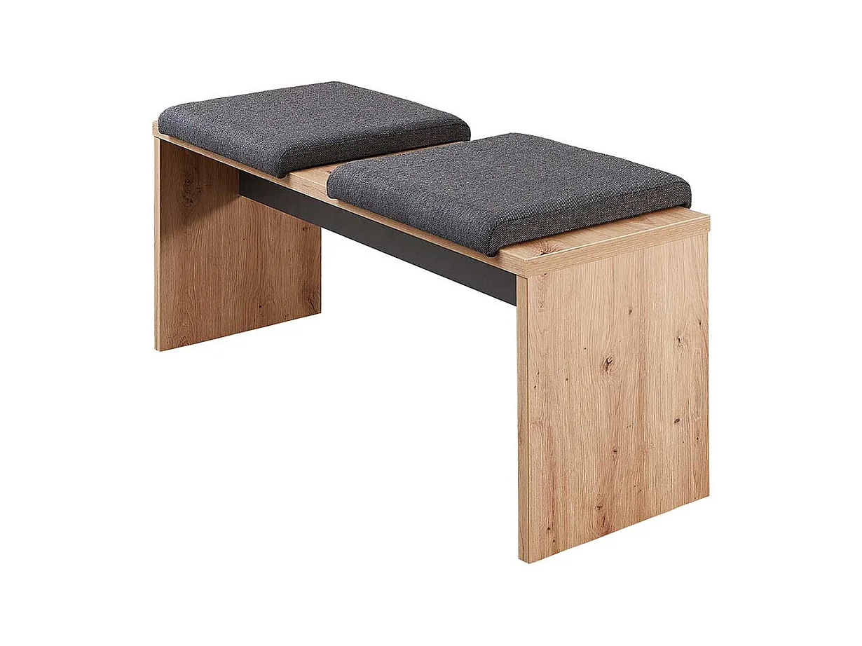 Eßzimmerbank in Wildeichefarben und Dunkelgrau Wangengestell