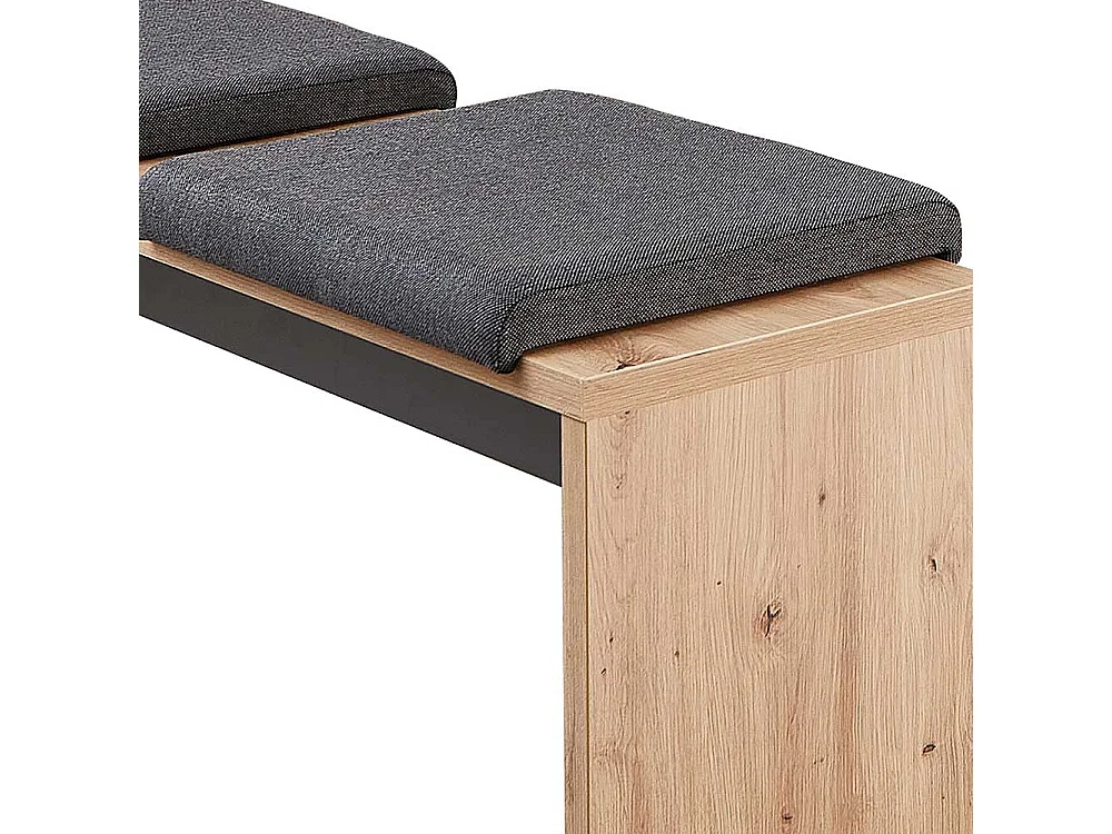 Eßzimmerbank in Wildeichefarben und Dunkelgrau Wangengestell