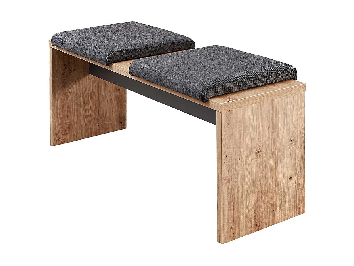 Eßzimmerbank in Wildeichefarben und Dunkelgrau Wangengestell