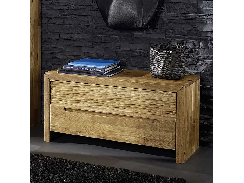 Sitzbank mit Klappe Wildeiche Massivholz