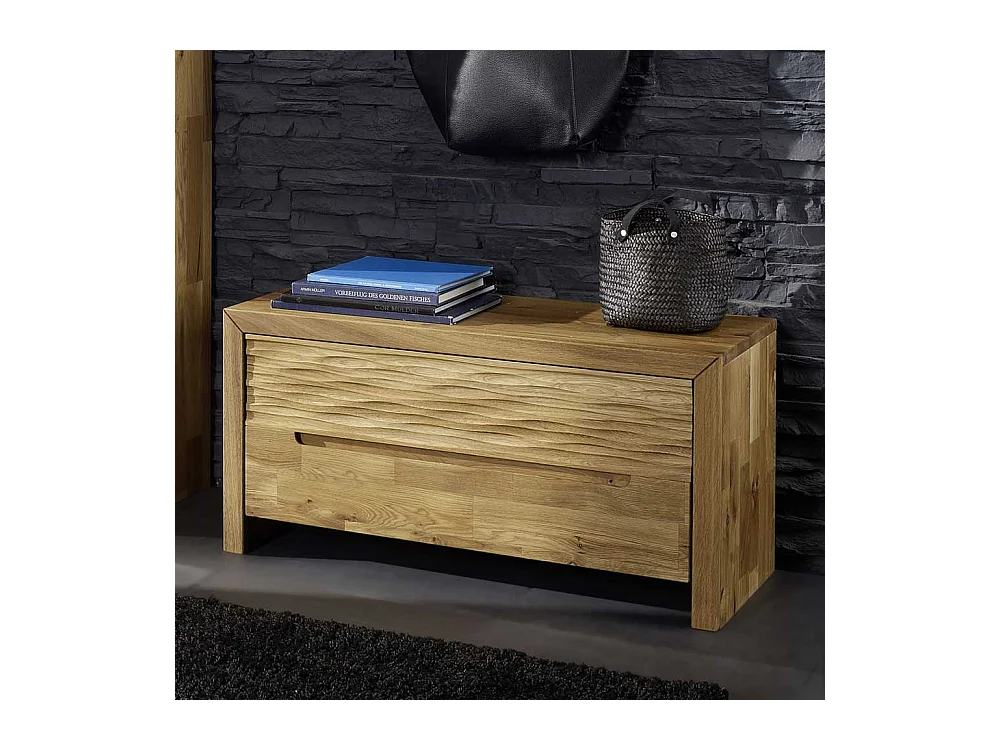 Sitzbank mit Klappe Wildeiche Massivholz