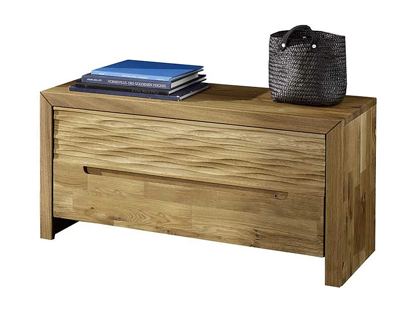 Sitzbank mit Klappe Wildeiche Massivholz