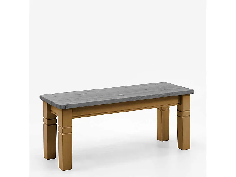 Esszimmersitzbank zweifarbig in Kiefer Grau und Laugenfarben 46 cm Sitzhöhe