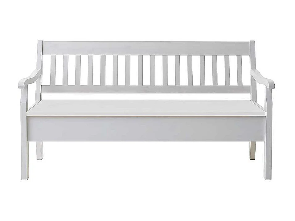 Massivholzbank in Weiß Stauraum