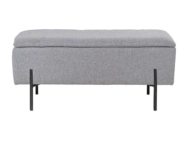 Truhenbank in Hellgrau Vierfußgestell aus Metall