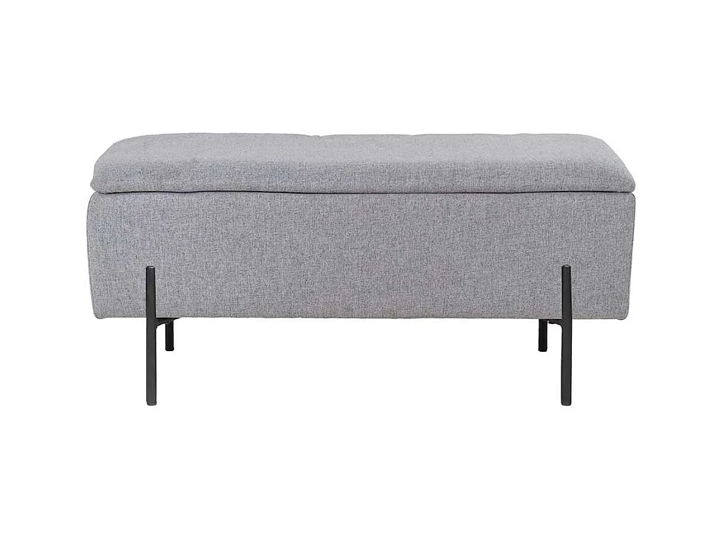 Truhenbank in Hellgrau Vierfußgestell aus Metall