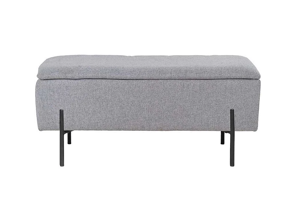 Truhenbank in Hellgrau Vierfußgestell aus Metall