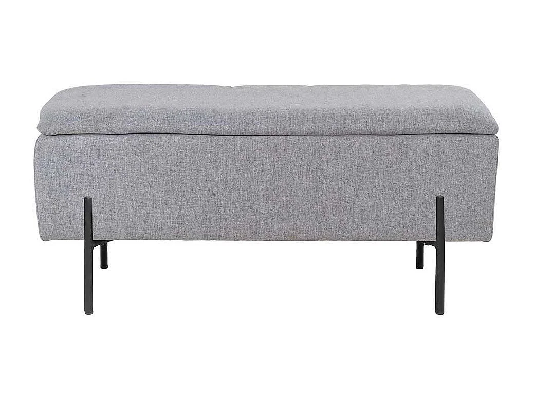 Truhenbank in Hellgrau Vierfußgestell aus Metall