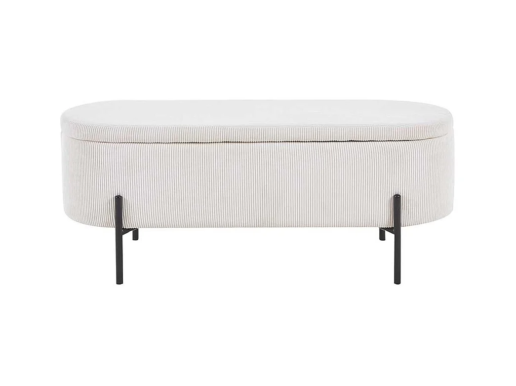 Bettbank mit Truhe aus Cord und Metall Beige und Schwarz