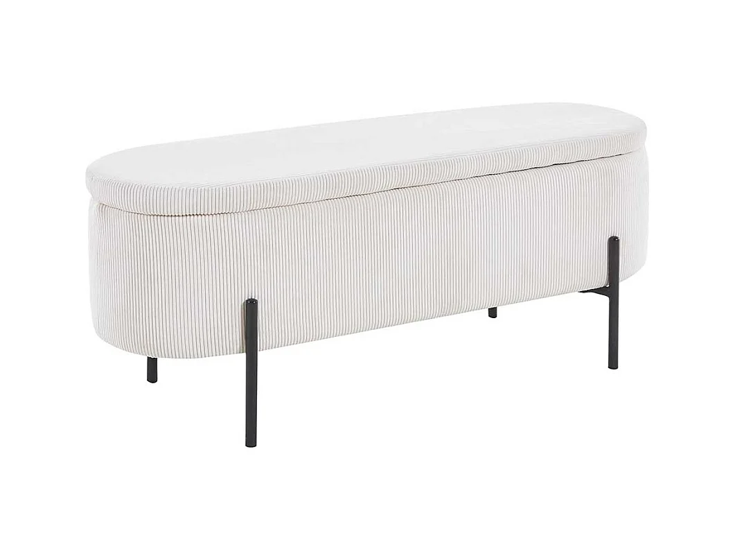 Bettbank mit Truhe aus Cord und Metall Beige und Schwarz