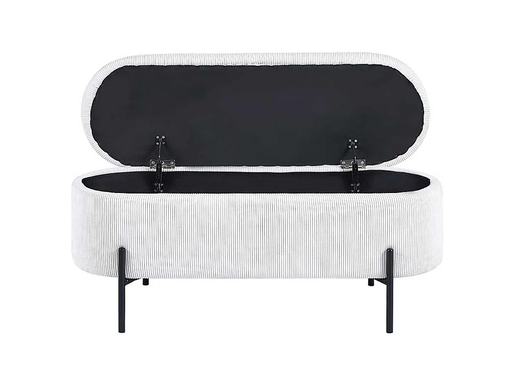 Bettbank mit Truhe aus Cord und Metall Beige und Schwarz