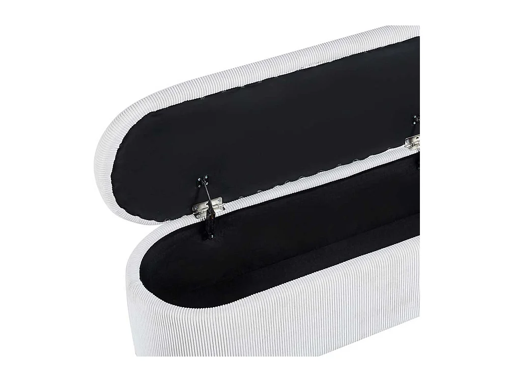 Bettbank mit Truhe aus Cord und Metall Beige und Schwarz