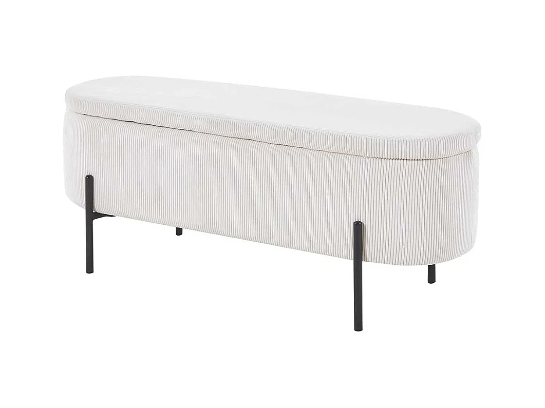 Bettbank mit Truhe aus Cord und Metall Beige und Schwarz
