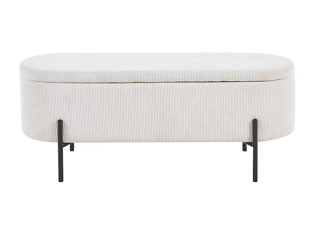 Bettbank mit Truhe aus Cord und Metall Beige und Schwarz