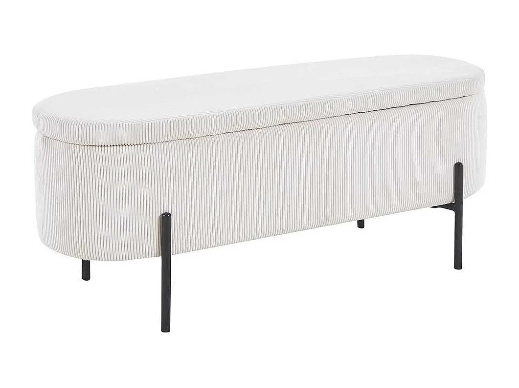 Bettbank mit Truhe aus Cord und Metall Beige und Schwarz