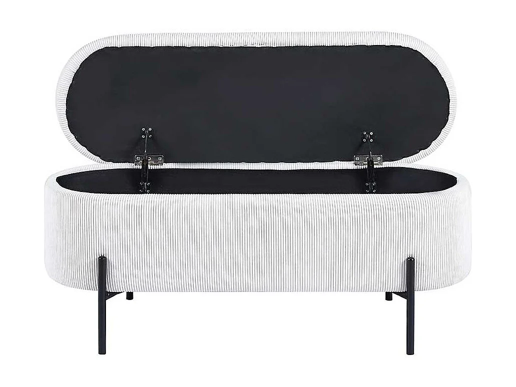 Bettbank mit Truhe aus Cord und Metall Beige und Schwarz