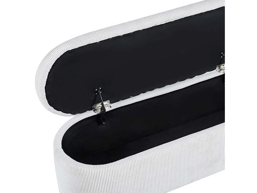 Bettbank mit Truhe aus Cord und Metall Beige und Schwarz