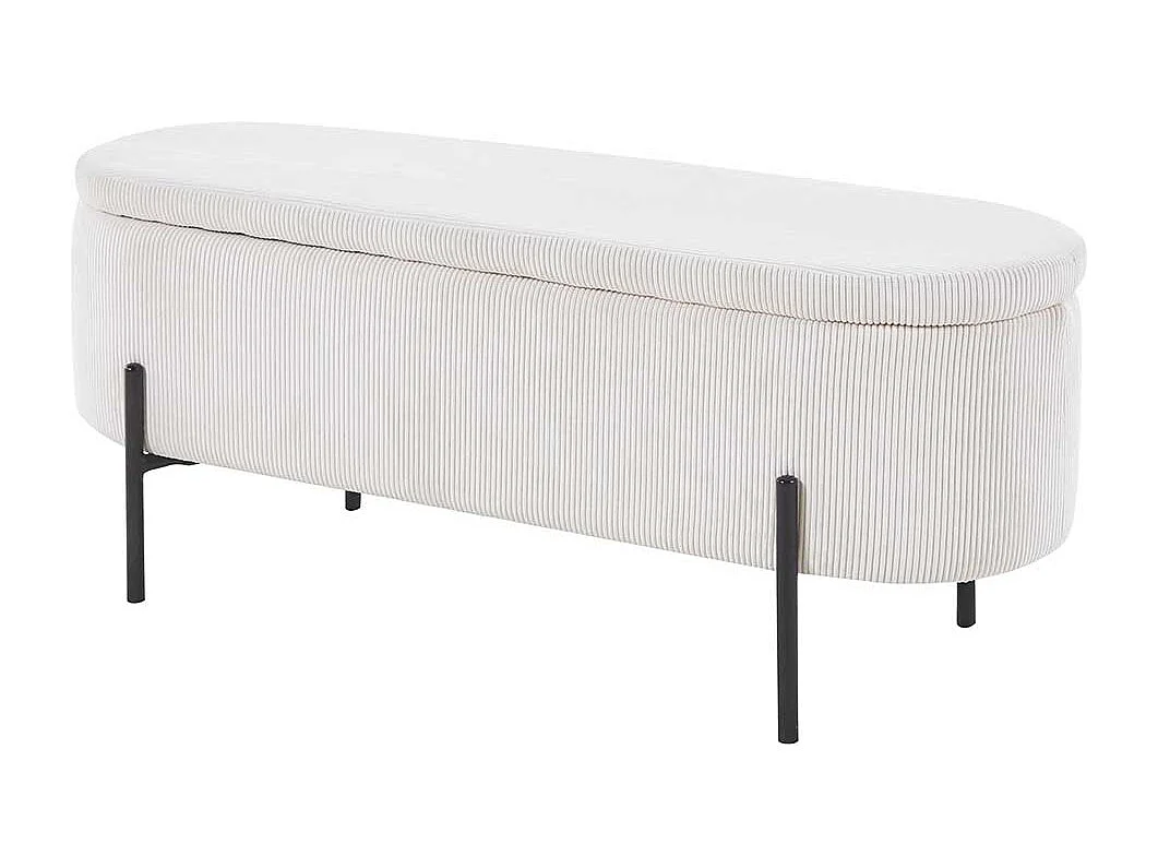 Bettbank mit Truhe aus Cord und Metall Beige und Schwarz