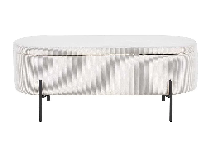 Bettbank mit Truhe aus Cord und Metall Beige und Schwarz