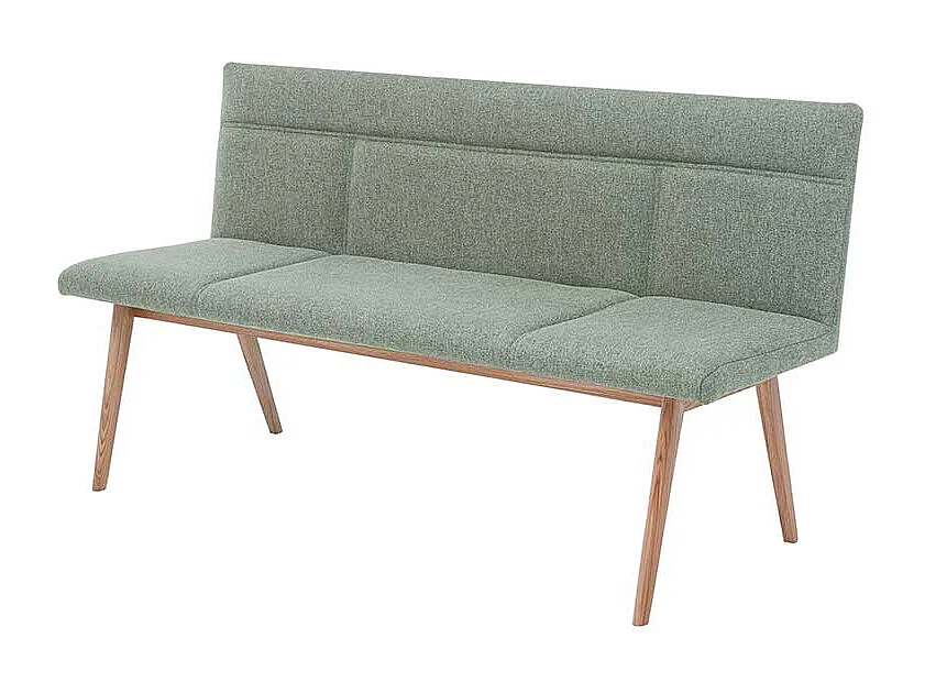 Esstischbank in Grün Webstoff Eiche massiv