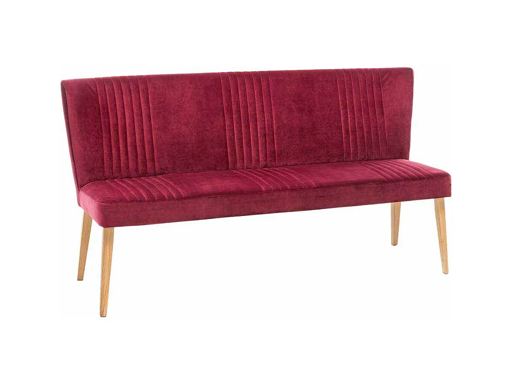 Retro Polsterbank in Pink Stoff Holzbeine