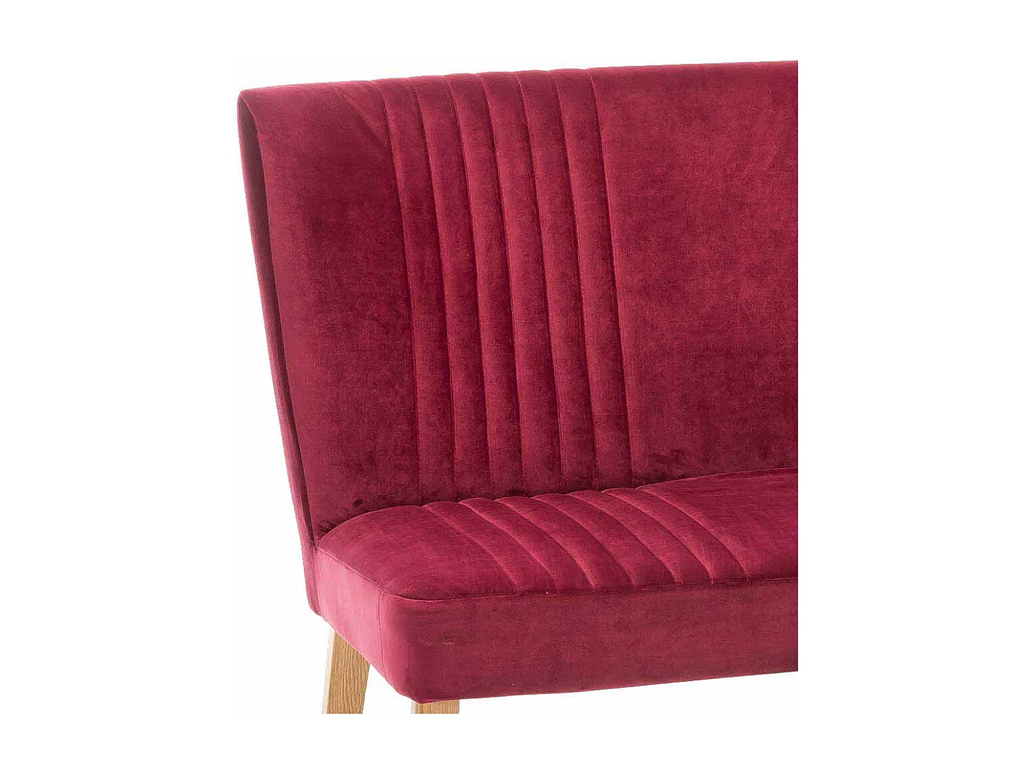 Retro Polsterbank in Pink Stoff Holzbeine