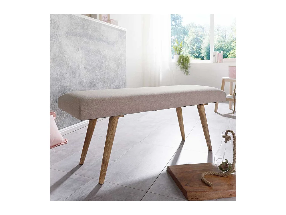 Polsterbank in Beige mit Webstoff Retro Design