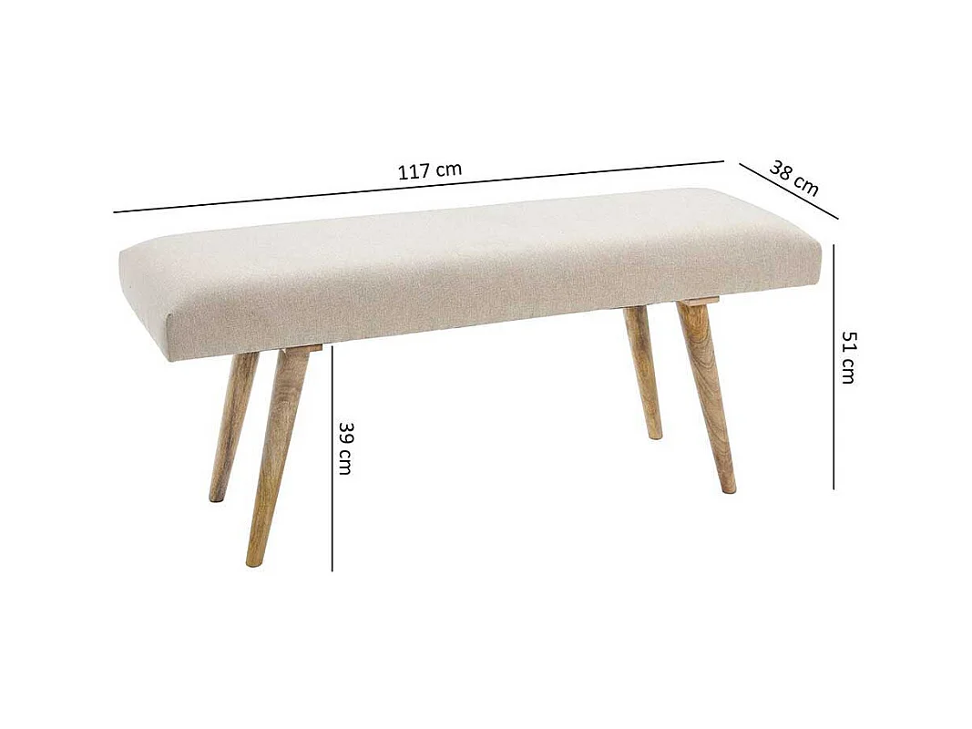 Polsterbank in Beige mit Webstoff Retro Design