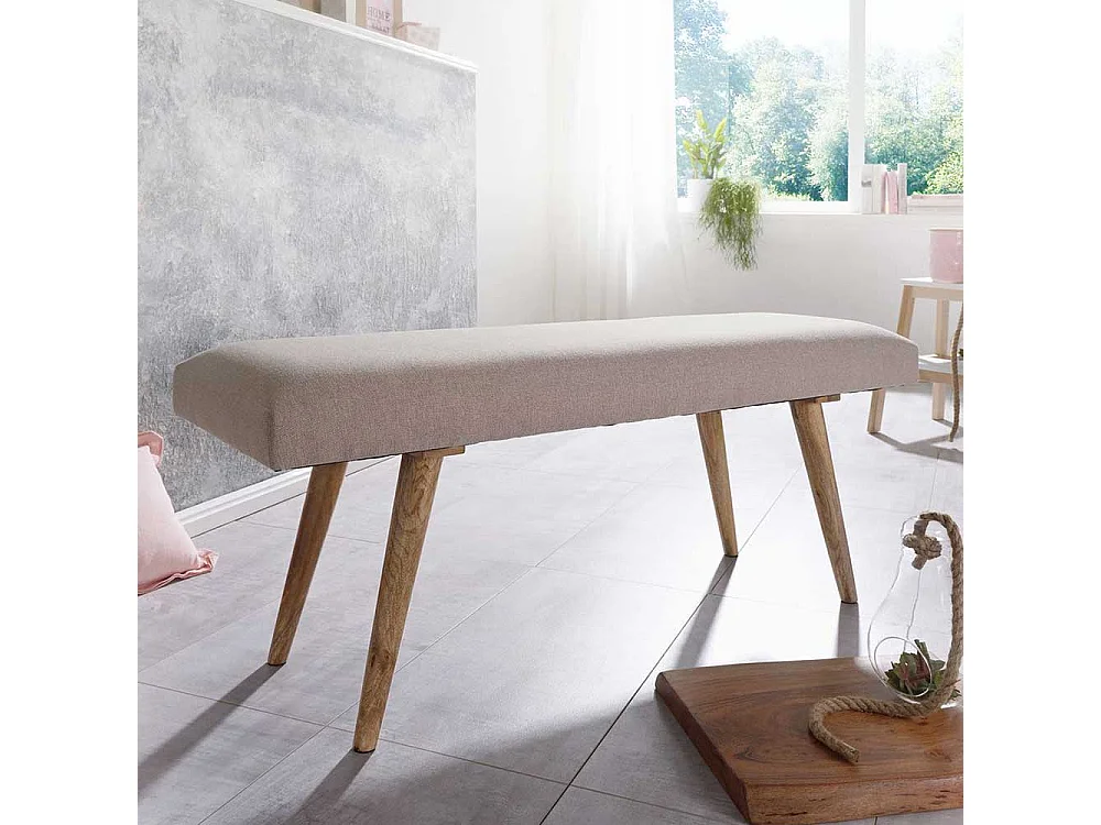 Polsterbank in Beige mit Webstoff Retro Design
