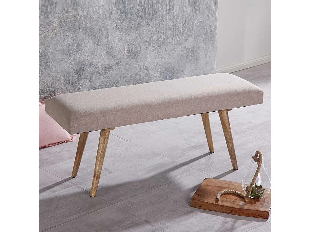 Polsterbank in Beige mit Webstoff Retro Design