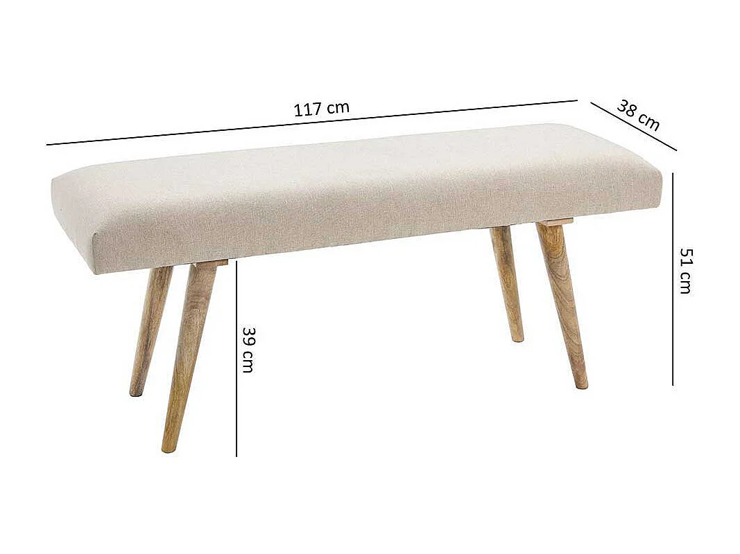 Polsterbank in Beige mit Webstoff Retro Design