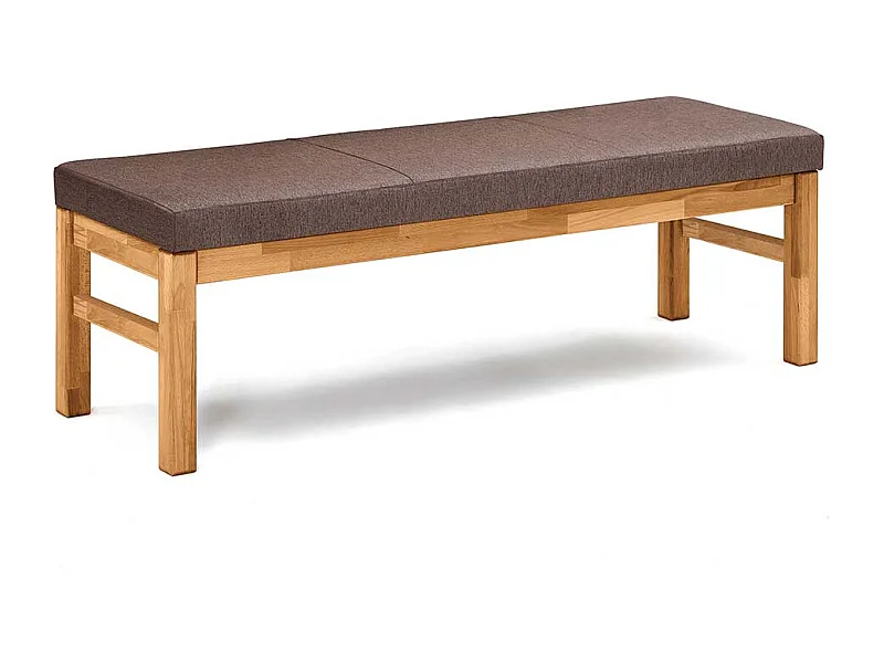 Esszimmerbank in Polster Webstoff braun Vierfußgestell Wildeiche
