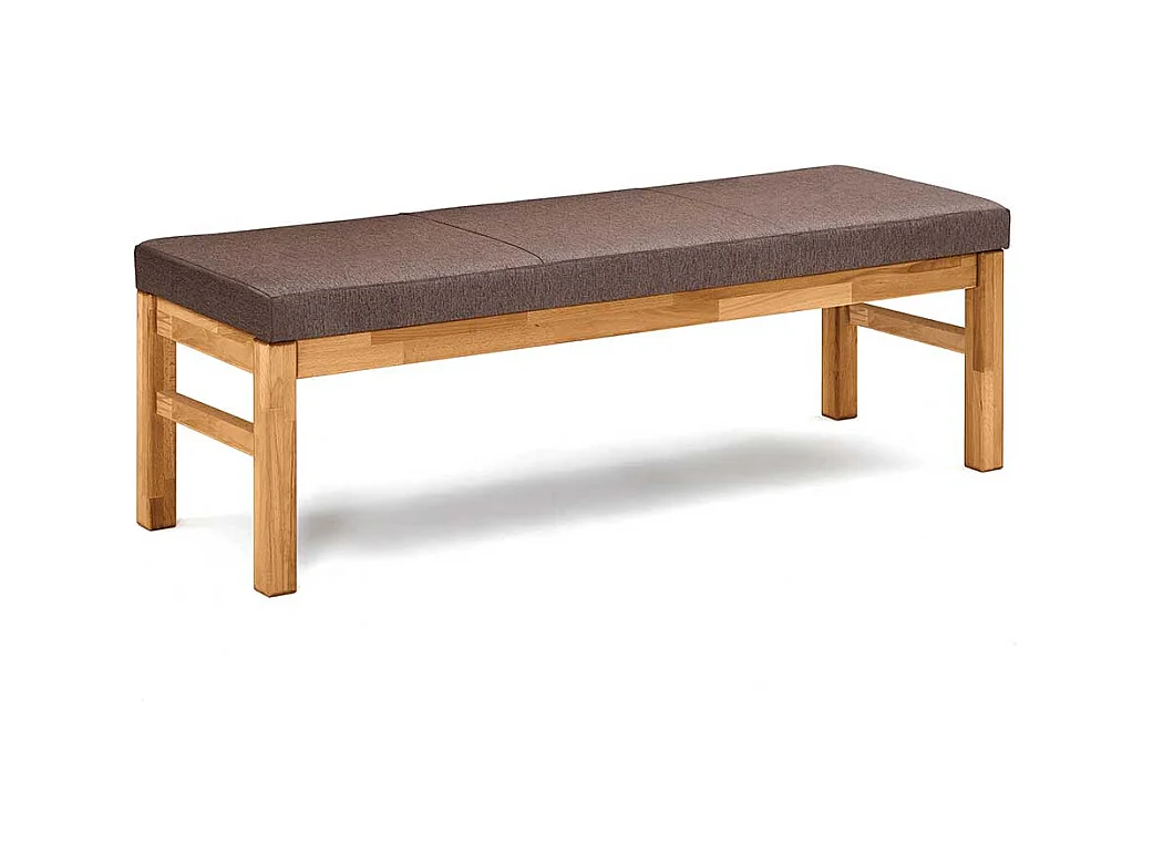 Esszimmerbank in Polster Webstoff braun Vierfußgestell Wildeiche
