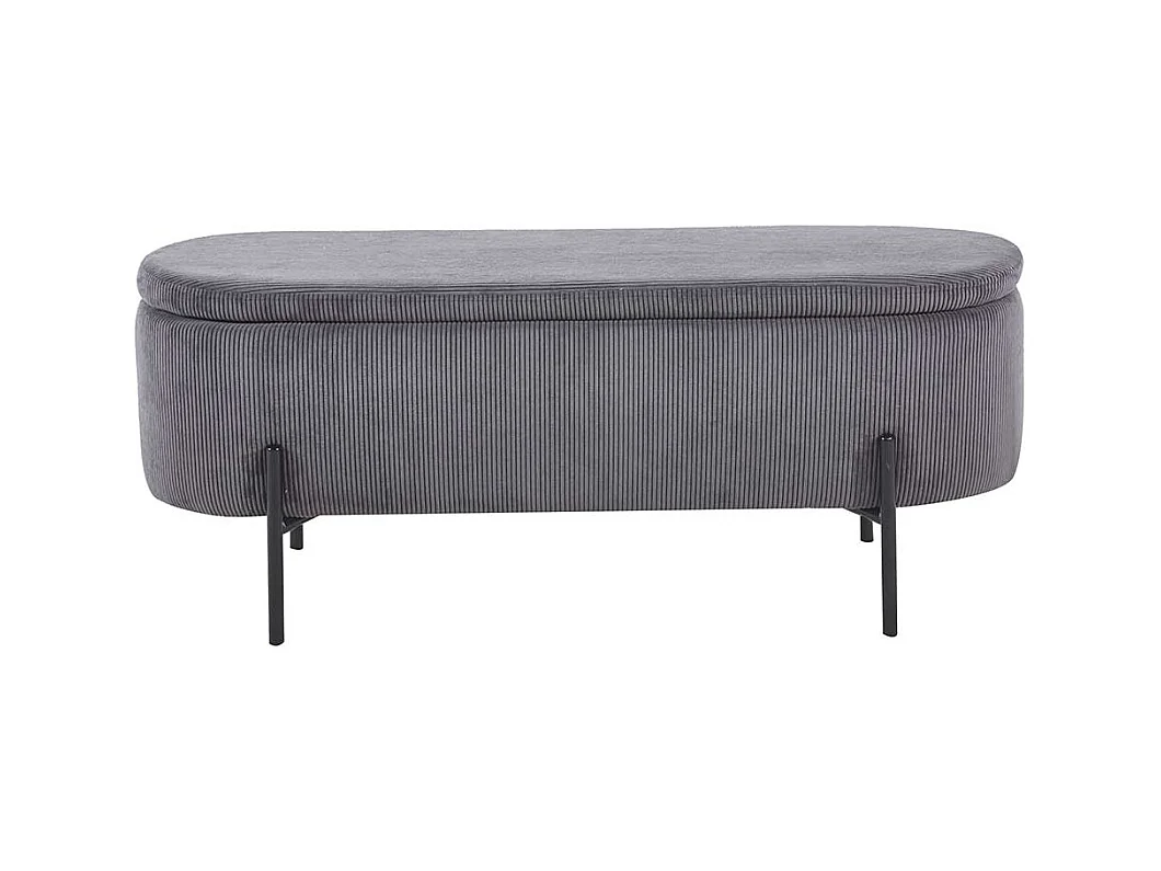 Bank mit Truhe Cord Grau 110 cm breit Vierfußgestell aus Metall