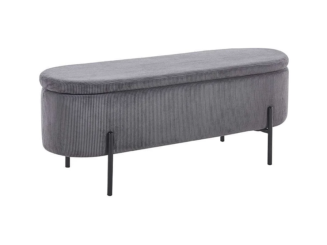 Bank mit Truhe Cord Grau 110 cm breit Vierfußgestell aus Metall
