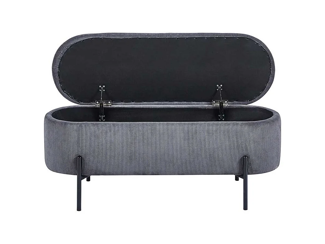 Bank mit Truhe Cord Grau 110 cm breit Vierfußgestell aus Metall