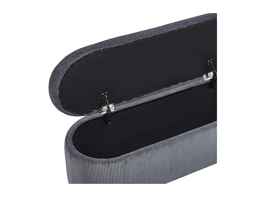 Bank mit Truhe Cord Grau 110 cm breit Vierfußgestell aus Metall