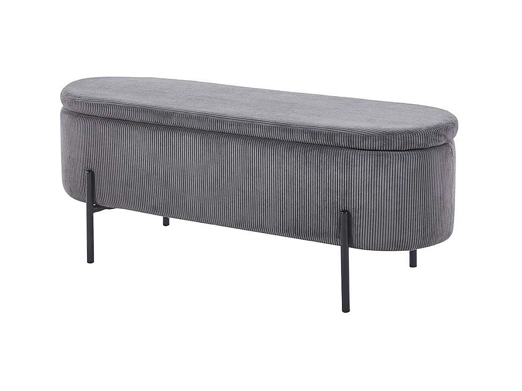 Bank mit Truhe Cord Grau 110 cm breit Vierfußgestell aus Metall