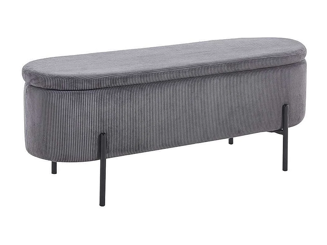 Bank mit Truhe Cord Grau 110 cm breit Vierfußgestell aus Metall