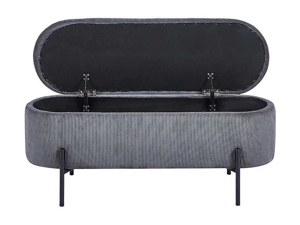 Bank mit Truhe Cord Grau 110 cm breit Vierfußgestell aus Metall