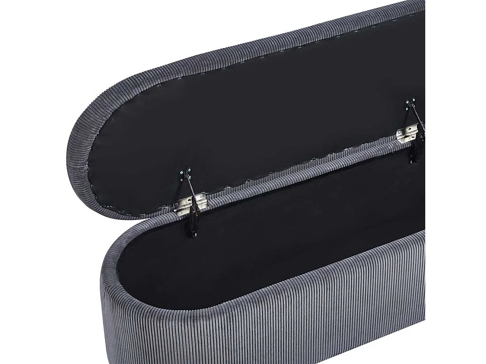 Bank mit Truhe Cord Grau 110 cm breit Vierfußgestell aus Metall