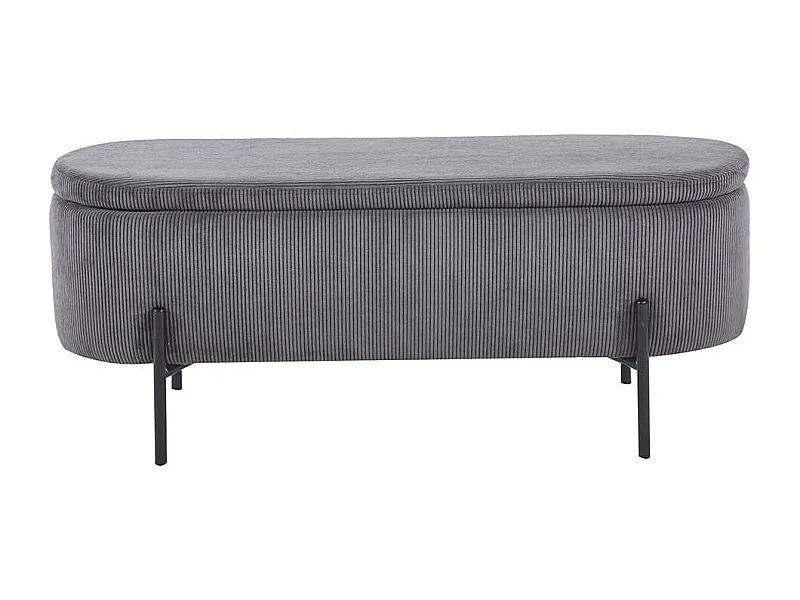 Bank mit Truhe Cord Grau 110 cm breit Vierfußgestell aus Metall