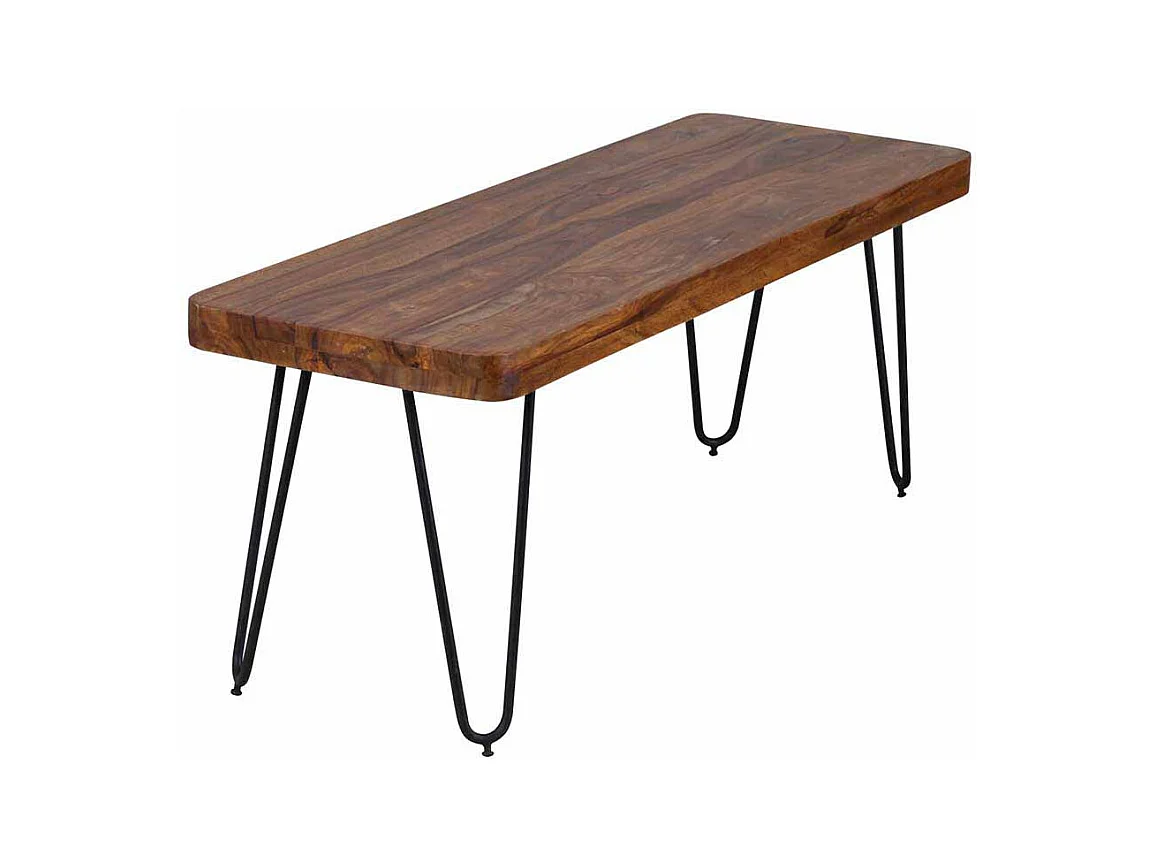 Holzbank aus Sheesham Massivholz Metall