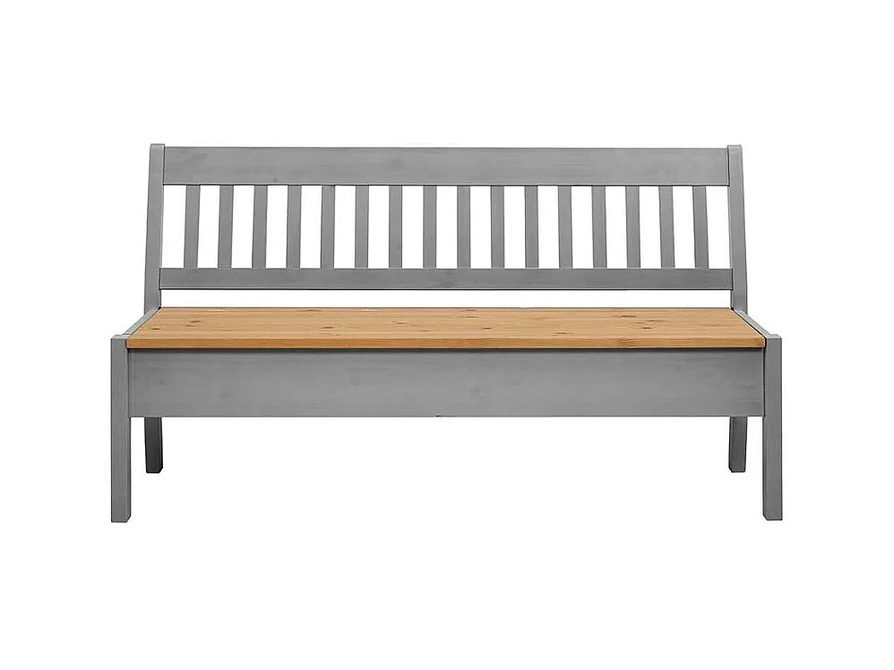 Esszimmerbank in Grau Kiefer massiv Stauraum