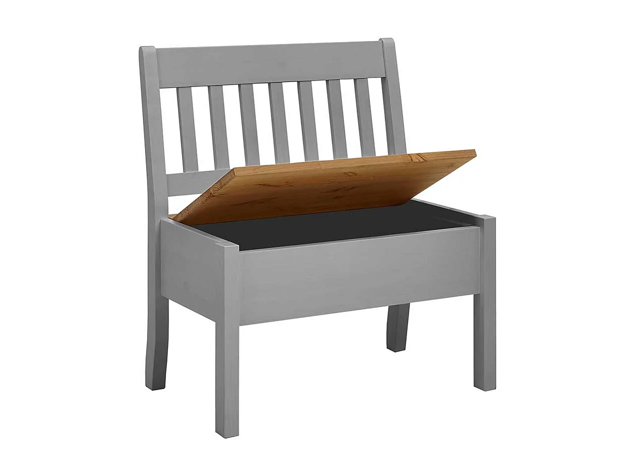 Esszimmerbank in Grau Kiefer massiv Stauraum